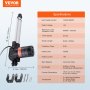VEVOR Attuatore lineare 12V, Attuatore lineare da 20,32cm 598,74kg/6000N, Attuatore di movimento lineare da 4,826mm/s con staffa di montaggio e protezione IP44 per porte elettriche