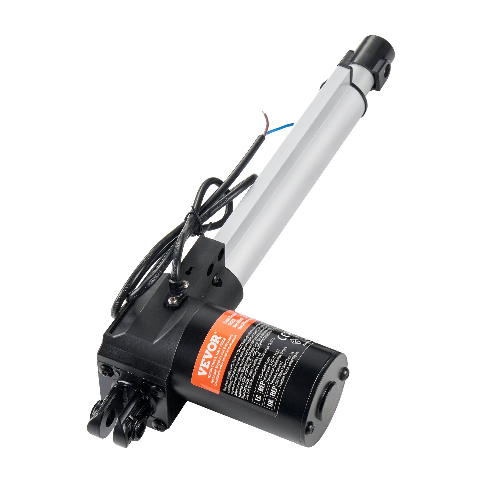 VEVOR Attuatore lineare 12V, Attuatore lineare da 20,32cm 598,74kg/6000N, Attuatore di movimento lineare da 4,826mm/s con staffa di montaggio e protezione IP44 per porte elettriche