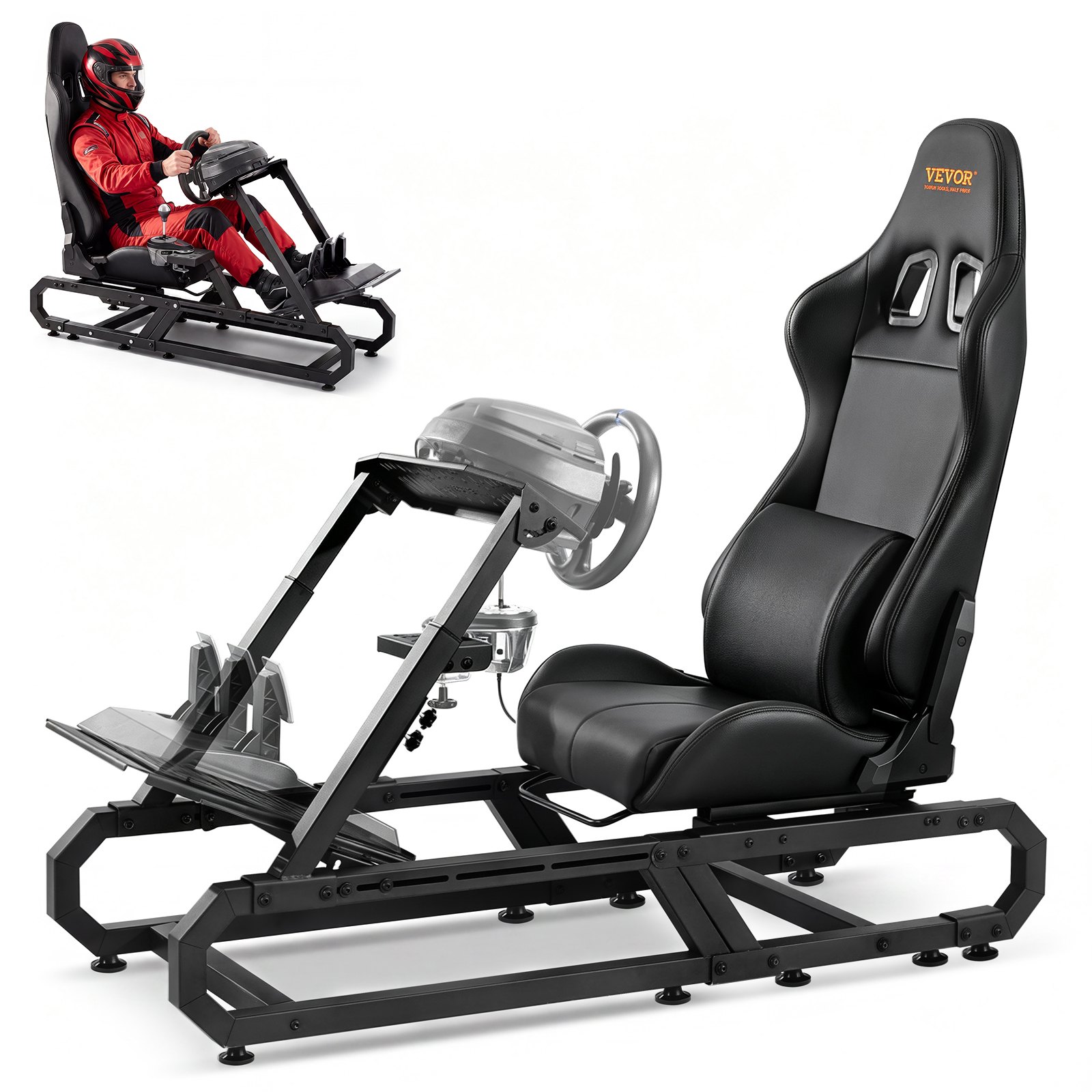 VEVOR Supporto per Volante da Corsa, Supporto per Simulatore di Guida in Acciaio Resistente, Carico max. 150 kg, Supporto per Volante Pedale Regolabili, per G923/G920/G29, Thrustmaster T248P