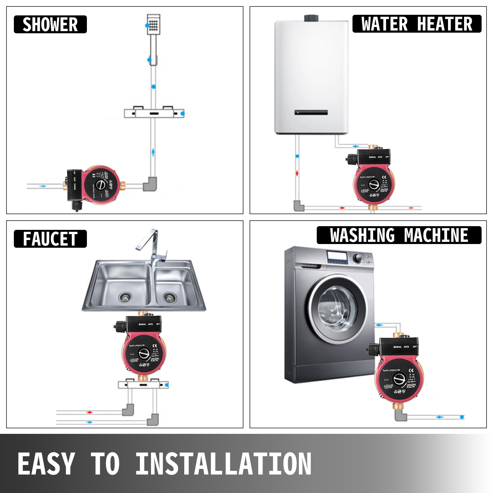Pompa Di Circolazione Per Acqua Calda 30 L/min Potabile Prevalenza Da 9 M