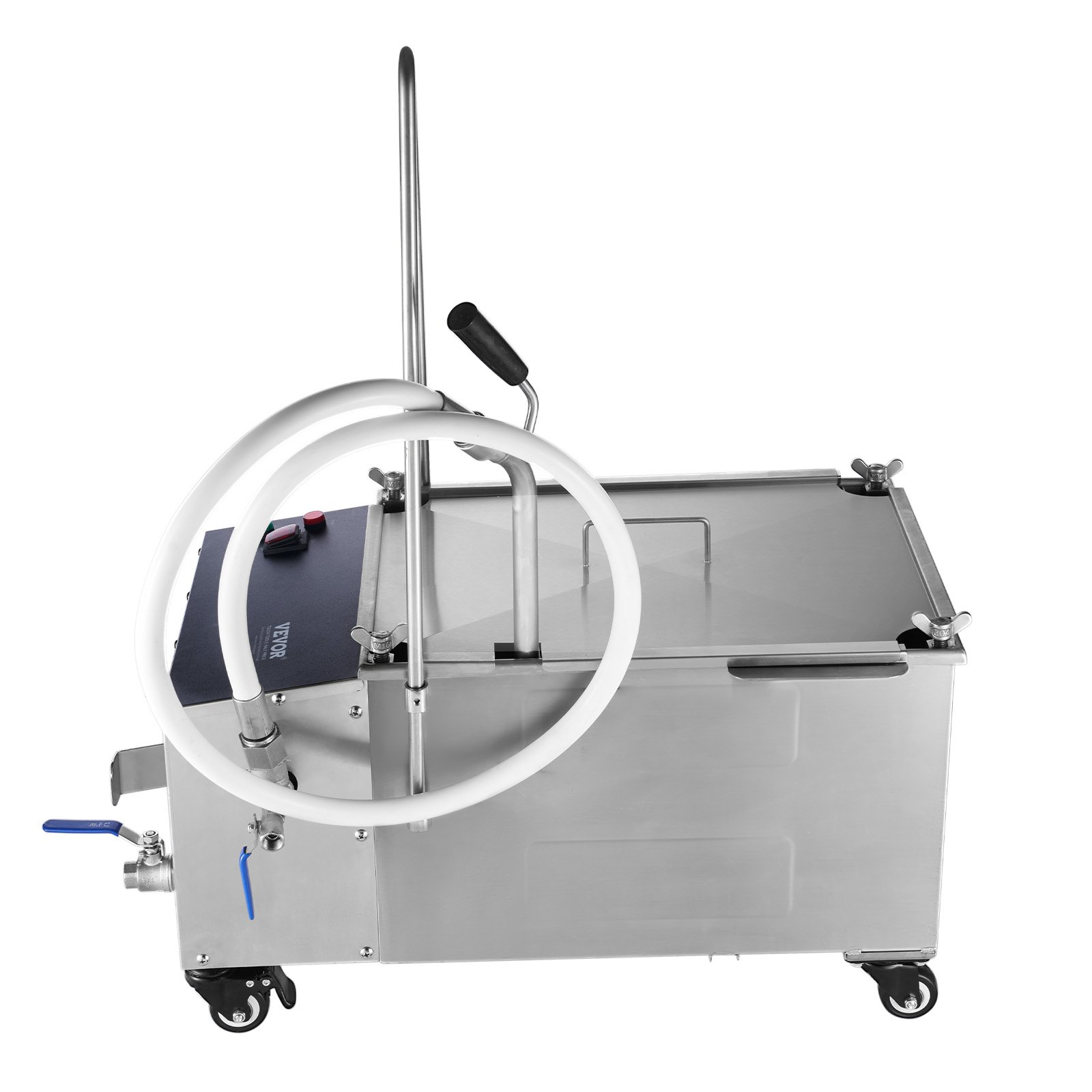 VEVOR Filtro per friggitrice, capacità del serbatoio 38 litri, sistema di filtraggio dell'olio con velocità di filtraggio dell'olio di 10 l/min, tubo dell'olio per ristoranti, hamburgerie