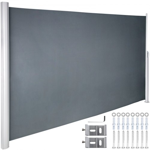 VEVOR Tende da Sole 180 x 300 cm Paravento Laterale Frangivento Estensibile Protezione da Sole da Giardino Tendalino Ideale per Spazi Esterni Schermo da Patio Retrattile Nero