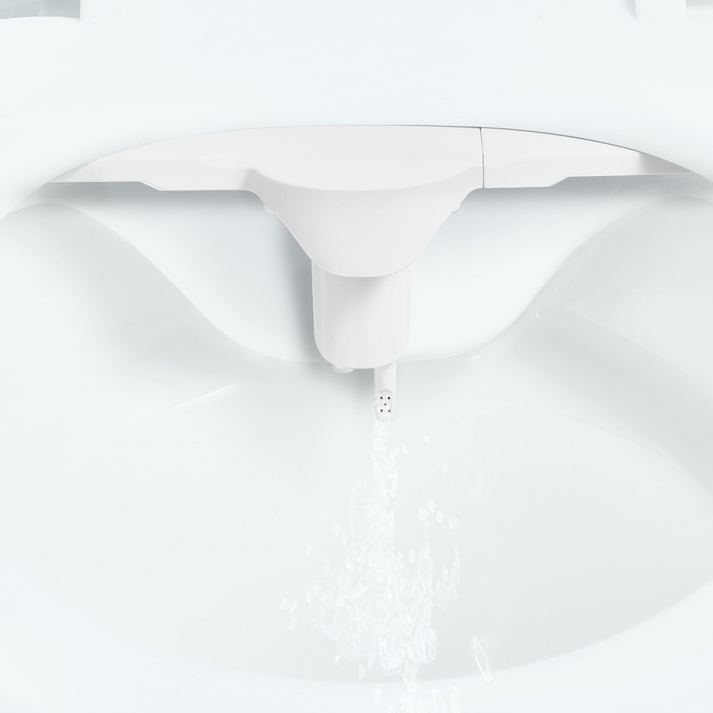 VEVOR Attacco per WC Bidet da 7 mm, Attacco per Sedile WC Ultrasottile con 2 Ugelli Retrattili e Pressione dell'Acqua Regolabile, Spruzzatore di Acqua Fredda non Elettrico, Anteriore e posteriore