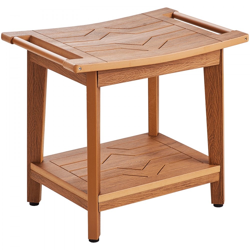 VEVOR Panca da Doccia in Legno Polivalente 21" x 14" x 18" Sgabello da Doccia con Maniglia per Riporre Carico Massimo 160 kg Resistente all'Acqua Antiscivolo per Bagno Soggiorno Camera da Letto