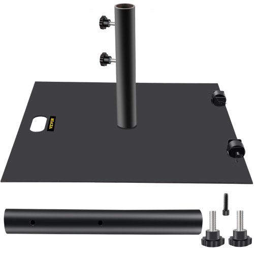 VEVOR Base Ombrellone Quadrata con Supporto Regolabile Diametro da 3,8-4,8 cm, Base Ombrelloni Regolabile in Acciaio con Ruote e Supporto di Palo Regolabile Peso da 18 kg, Base Quadrata Ombrelloni