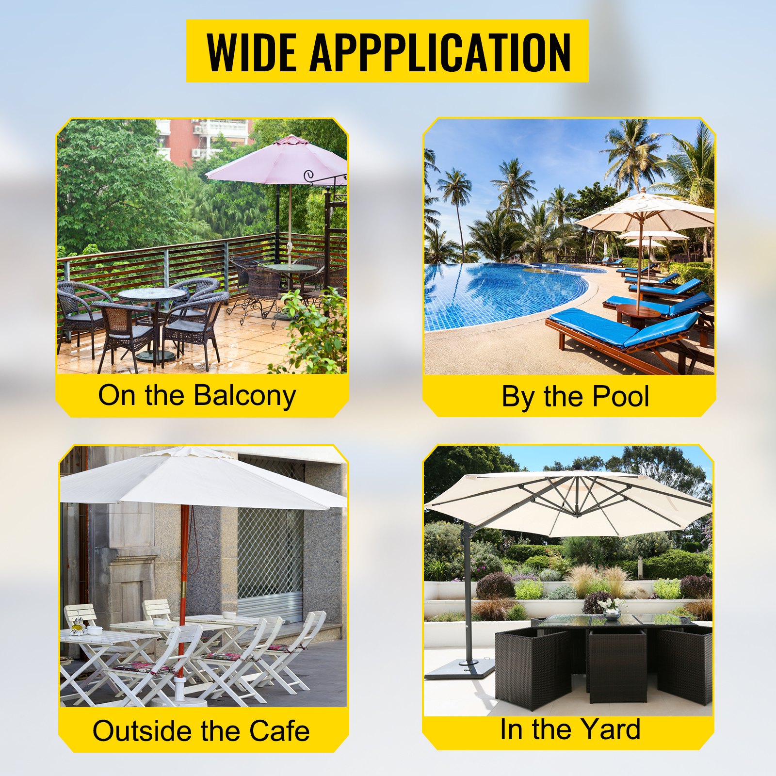 VEVOR Base Ombrellone Quadrata con Supporto Regolabile Diametro da 3,8-4,8 cm, Base Ombrelloni Regolabile in Acciaio con Ruote e Supporto di Palo Regolabile Peso da 18 kg, Base Quadrata Ombrelloni