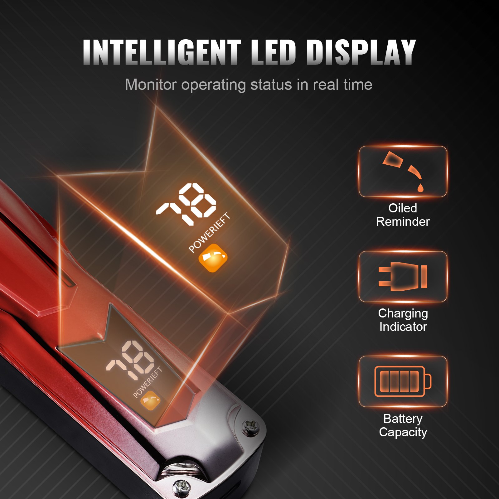 VEVOR Tagliacapelli con Motore Senza Spazzole 6800 giri/min Tagliacapelli Senza Fili per Barbiere con Schermo a LED, Kit per Cura dei Capelli, 167 x 55 x 45 mm 8 Pettini Guida per Barbiere Domestico