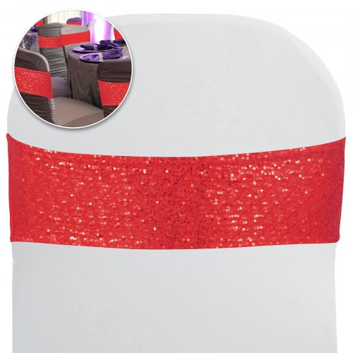 100 X Telai Copertura Sedia Coprisedie Rosso Decorazione Lucida Paillettes