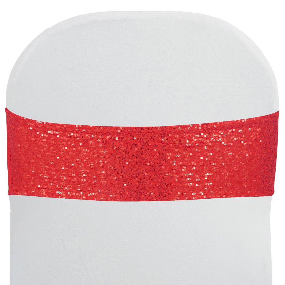 100 X Telai Copertura Sedia Coprisedie Rosso Decorazione Lucida Paillettes