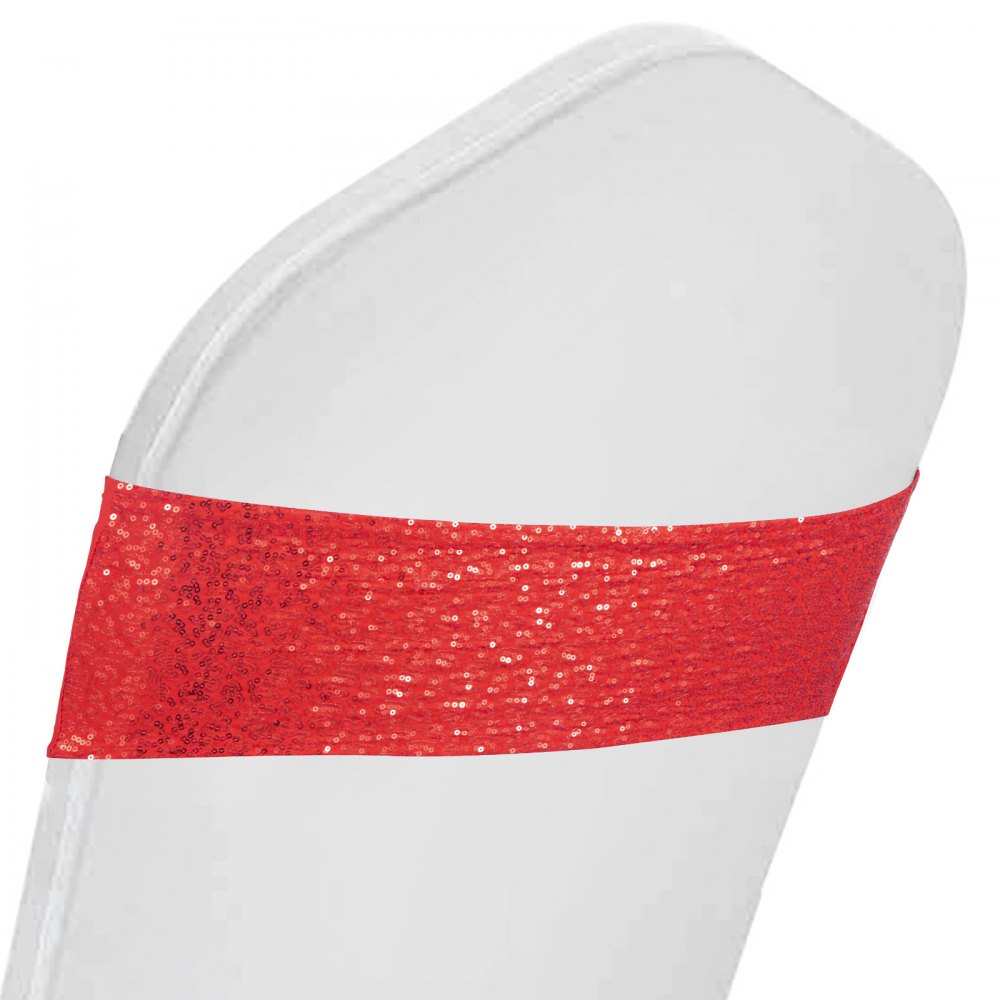 100 X Telai Copertura Sedia Coprisedie Rosso Decorazione Lucida Paillettes