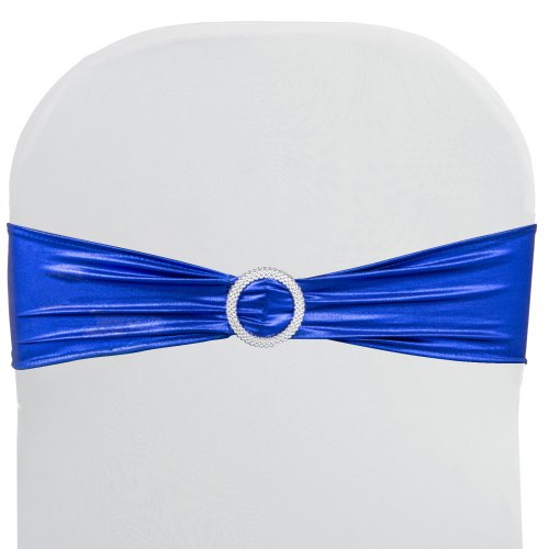 100 Pezzi Coprisedia Telaio In Blu Reale Con Fibbia Strass Copertura Sedia