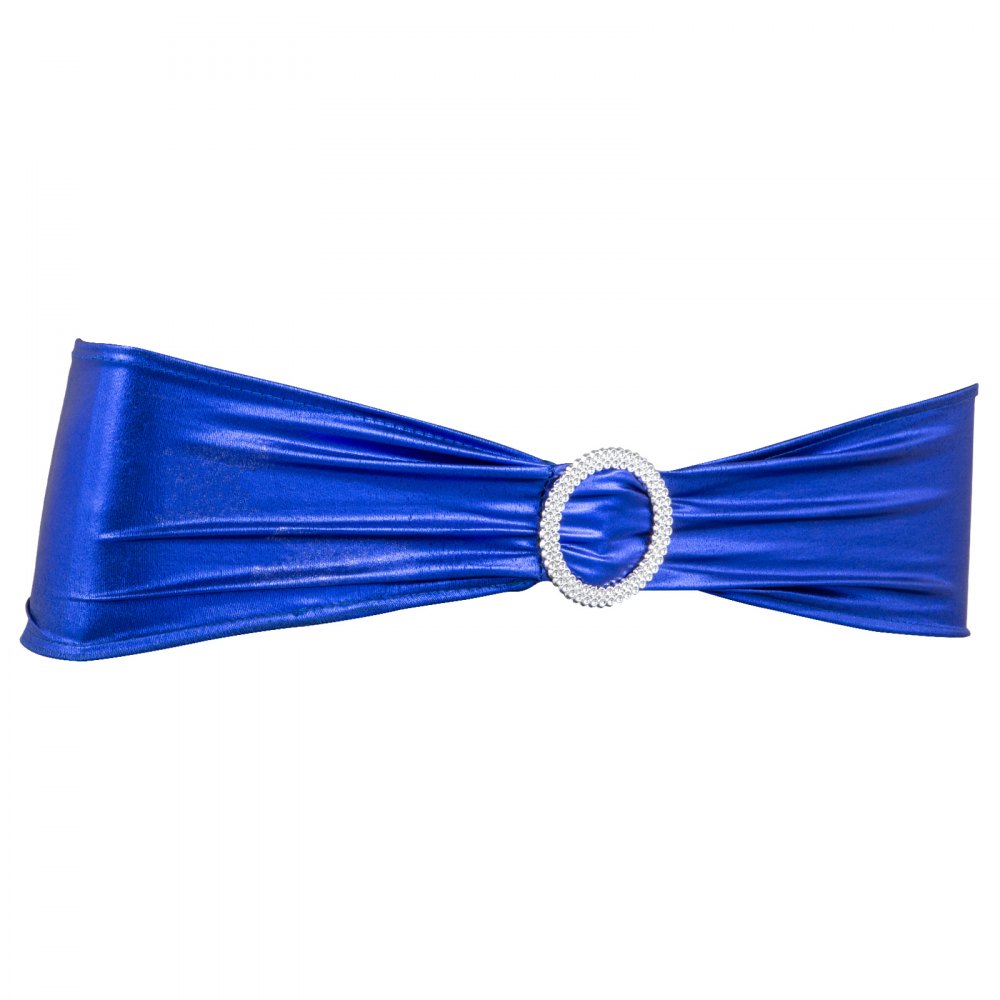 100 Pezzi Coprisedia Telaio In Blu Reale Con Fibbia Strass Copertura Sedia