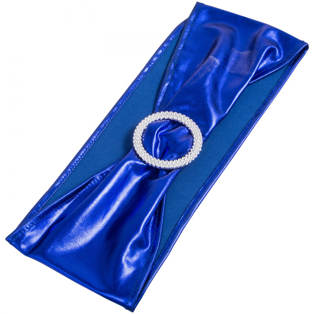 100 Pezzi Coprisedia Telaio In Blu Reale Con Fibbia Strass Copertura Sedia