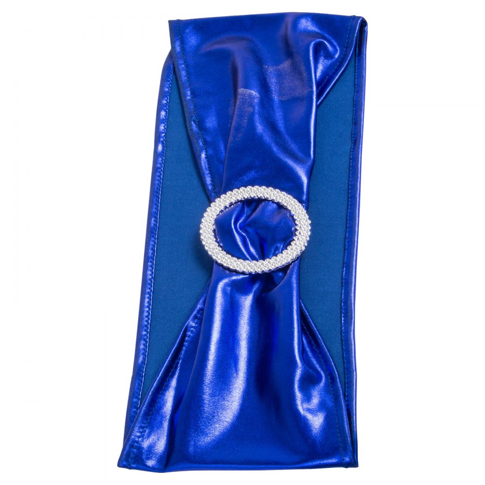 100 Pezzi Coprisedia Telaio In Blu Reale Con Fibbia Strass Copertura Sedia