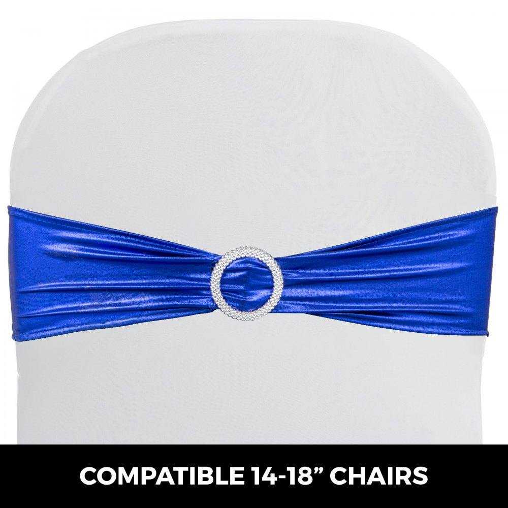 100 Pezzi Coprisedia Telaio In Blu Reale Con Fibbia Strass Copertura Sedia