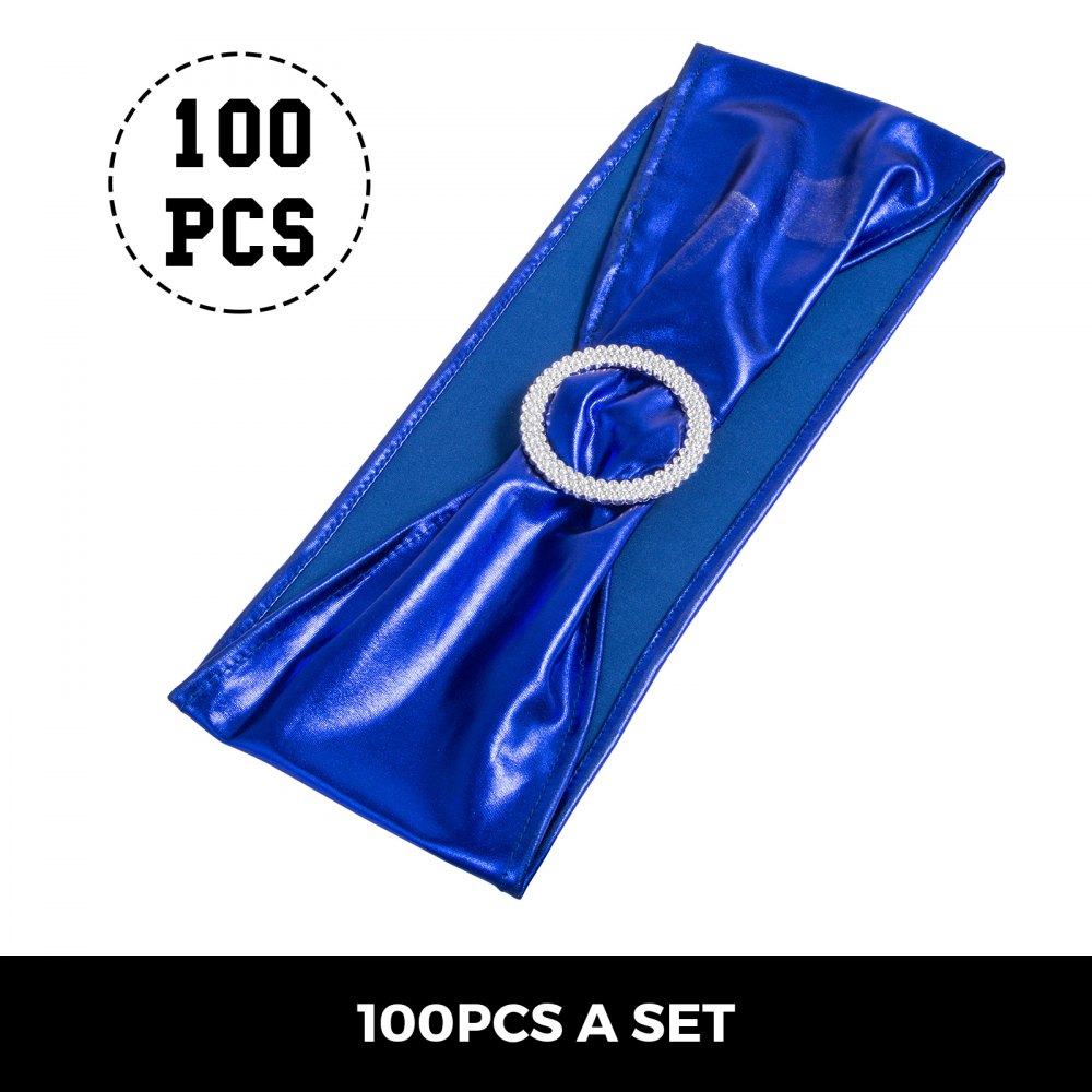 100 Pezzi Coprisedia Telaio In Blu Reale Con Fibbia Strass Copertura Sedia