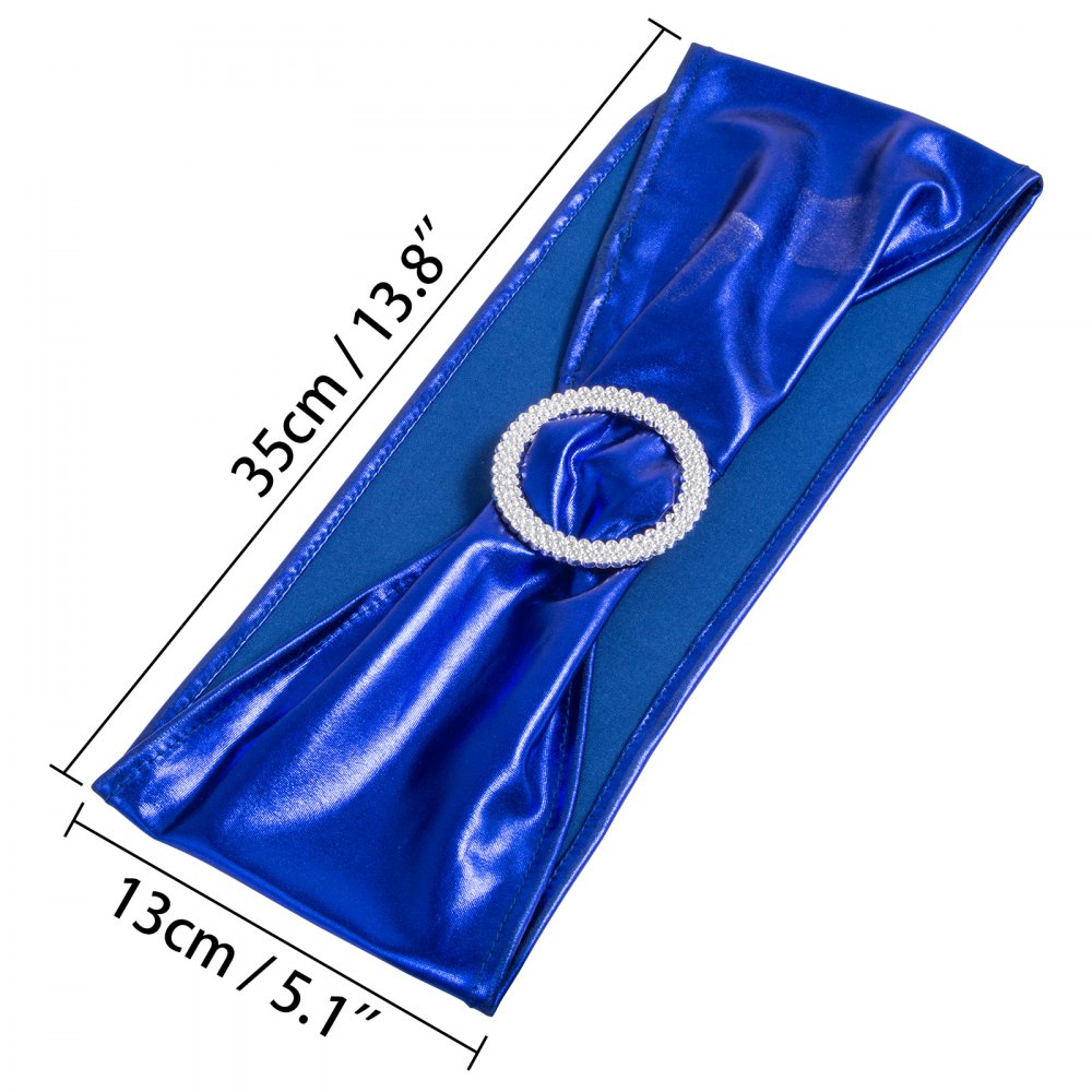 100 Pezzi Coprisedia Telaio In Blu Reale Con Fibbia Strass Copertura Sedia