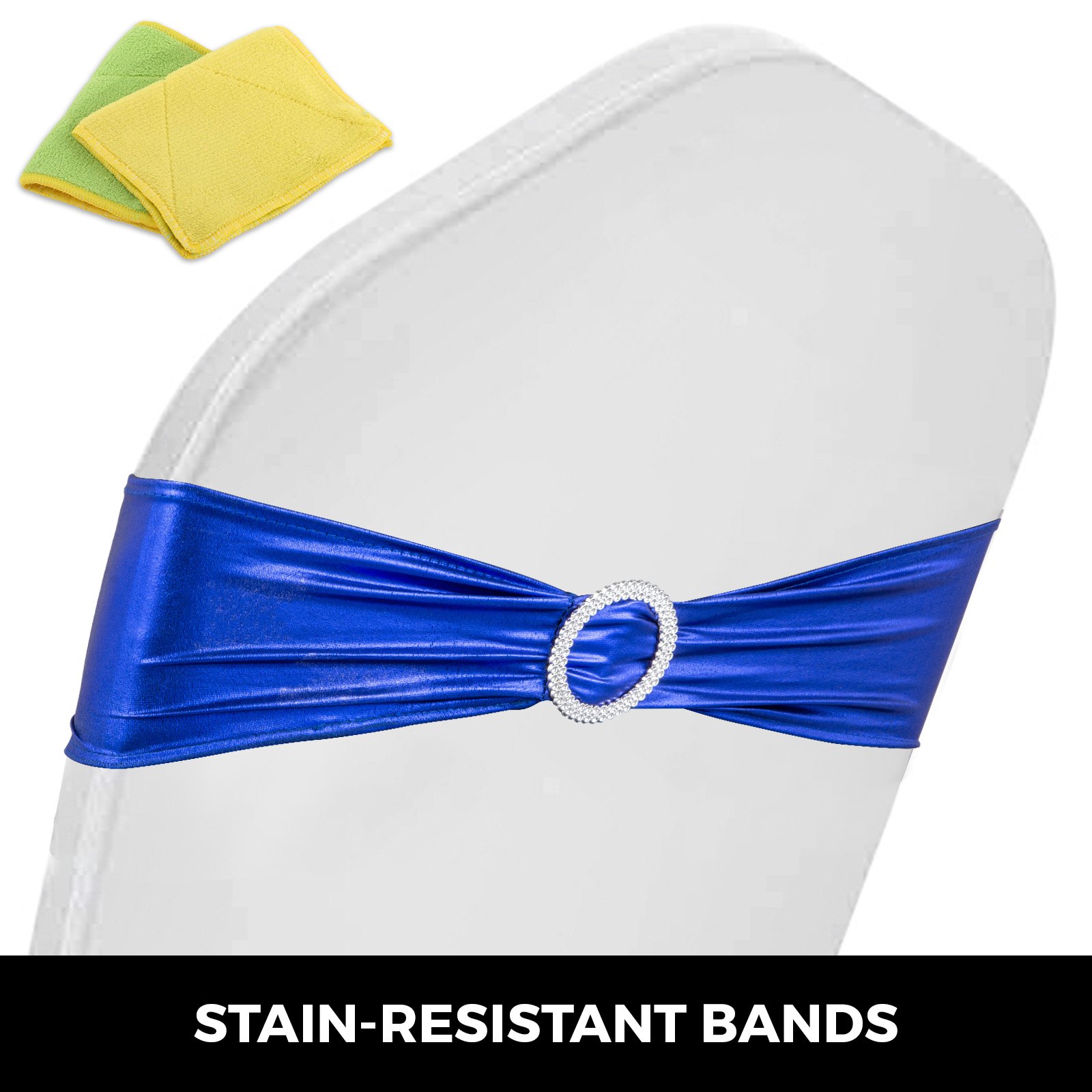 100 Pezzi Coprisedia Telaio In Blu Reale Con Fibbia Strass Copertura Sedia