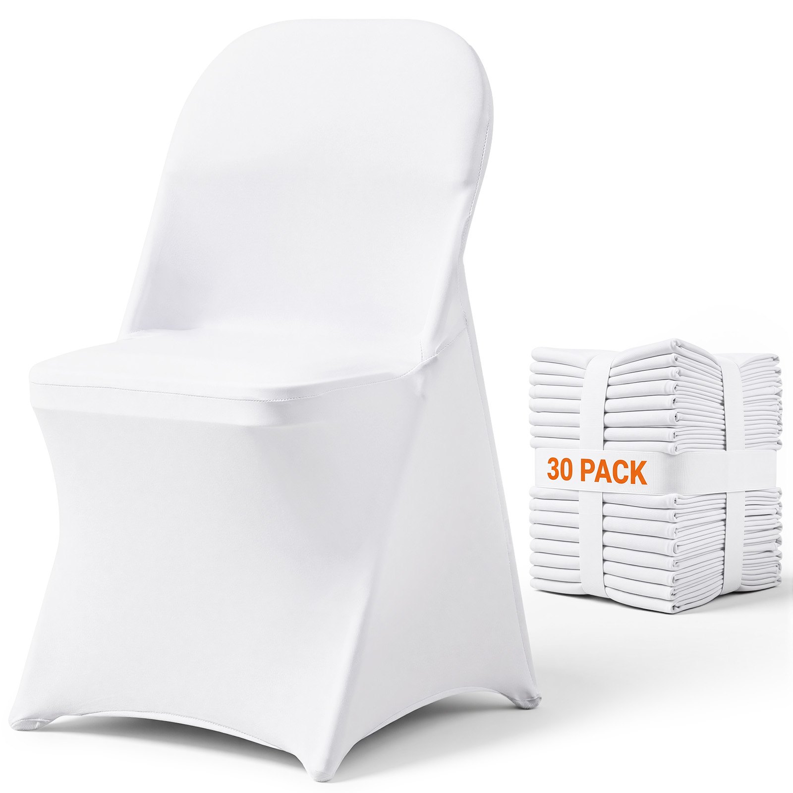 VEVOR Coprisedie Universali Espandibili 30 Pezzi in Spandex Dimensioi Compatibili 406 x 508 x 762 mm, Coprisedie Pieghevoli Rimovibili 30 Pezzi per Eventi Matrimoni Catering Banchetti Colore Bianco