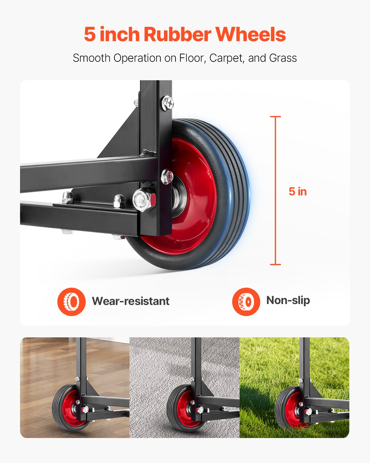 VEVOR Porta Sedie Pieghevole, Capacità 45 kg, Carrello per Sedie Resistente per Appendere 10 Sedie, Carrello Porta Sedie in Metallo Multifunzione con Ruote in Gomma, Supporto per Sedia a Spinta, Nero