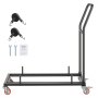 VEVOR Porta Sedie Pieghevole, Capacità 136 kg Carrello Porta Sedie a L per Posizionamento Orizzontale per 25 Sedie, Carrello Porta Sedie in Metallo Resistente con Ruote in Gomma e Supporti, Nero Opaco
