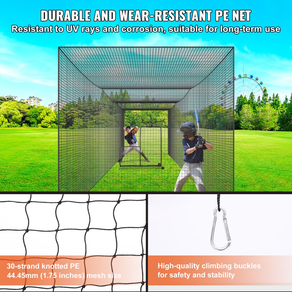VEVOR Rete da battuta da baseball, Rete da allenamento per battuta da baseball, Rete da tiro portatile per pratica con porta e borsa per il trasporto, 35FT (SOLO RETE)