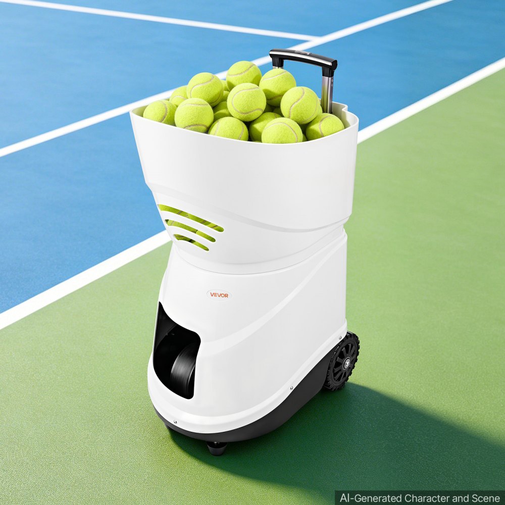 VEVOR Lanciatore di Palline da Tennis Automatico con Ruote da Trasporto Controllo Remoto APP, Capacità di 150 Palline, 3 Modalità di Allenamento, Velocità fino a 80 MPH, Durata Batteria da 4 Ore