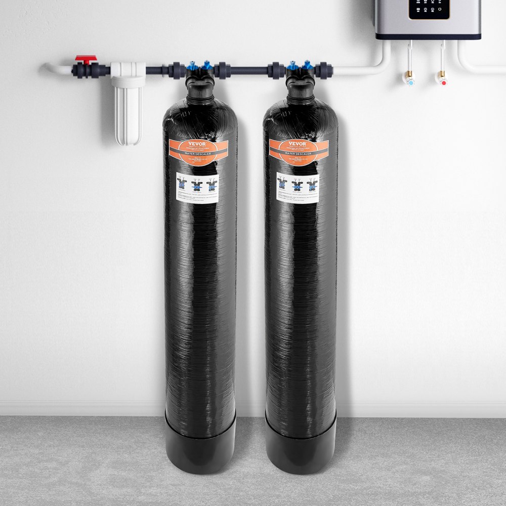 VEVOR Addolcitore Acqua Senza Sale Uso Domestico 5-8 Persone, Sistema Disincrostazione dell'Acqua di Città, BSPT da 1" e BSPT da 3/4", Addolcitore per Acqua Flusso max .3,4 m³/h per Tubazione