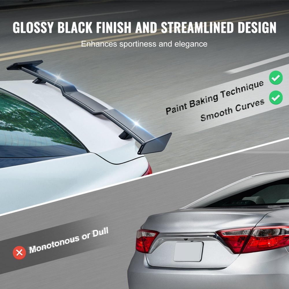 VEVOR GT Wing Spoiler per Auto, Spoiler 1470 mm, Compatibile con Camry 2018-2023, Materiale ABS ad Alta Resistenza, Vernice Forno, Ala Spoiler Posteriore per Auto, Spoiler Corsa per Auto, Nero Lucido