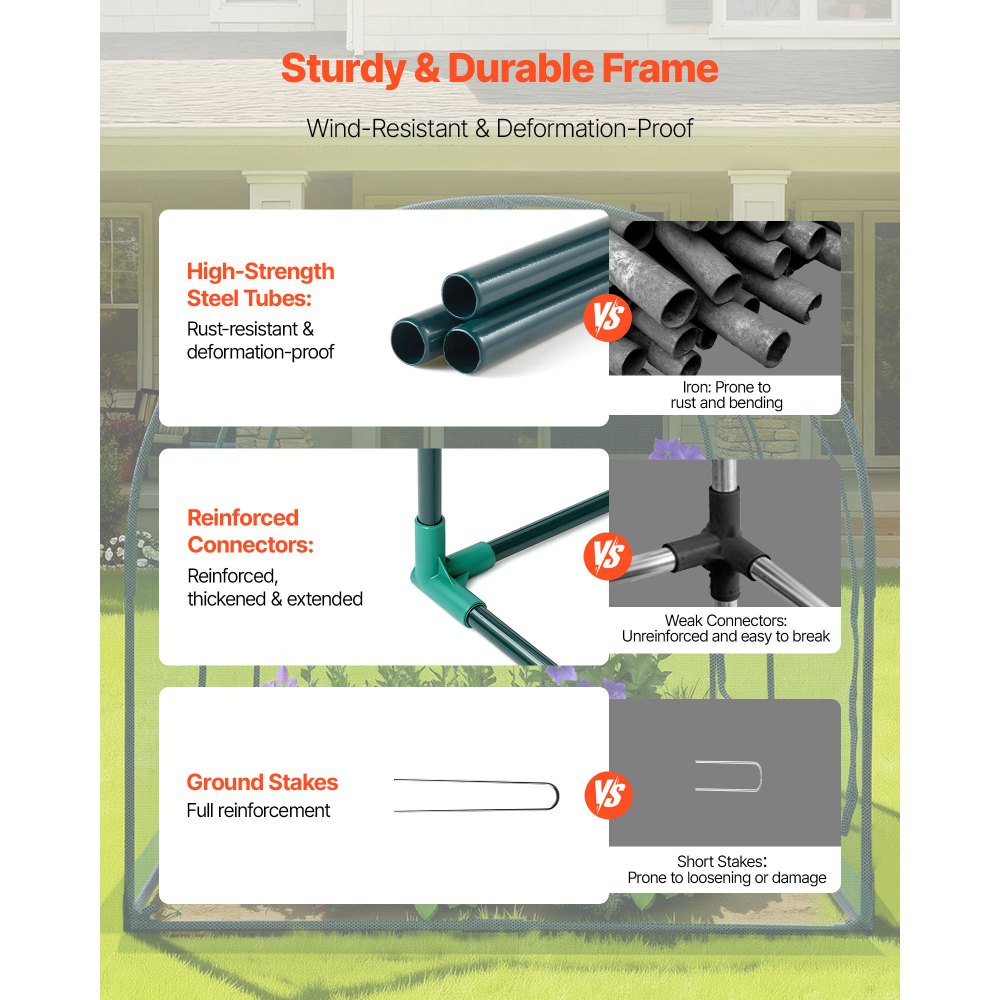 VEVOR Reti Protettive per Giardinaggio da 2,48 x 1,2 x 1,2 m con Porta con Cerniera, Gabbia per Colture Alta Resistente al Vento, Facile da Installare, Copertura per Aiuole Rialzate da Esterno
