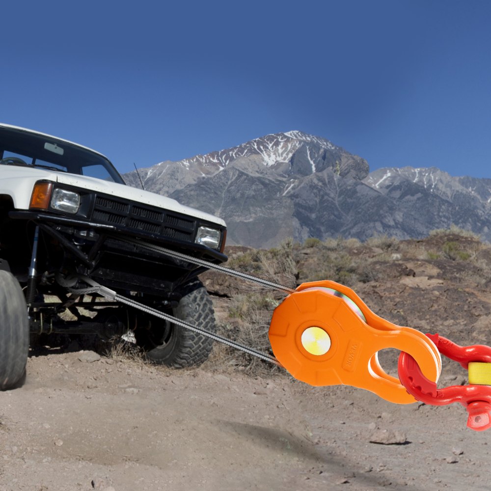 VEVOR Kit di Blocco Puleggia, Capacità Carico Massima da 11 Tonnellate Recupero Verricello Carrucola Gancio Arancio in Acciaio al Carbonio per Trasportare e Consente di Risparmiare Spazio sul Veicolo