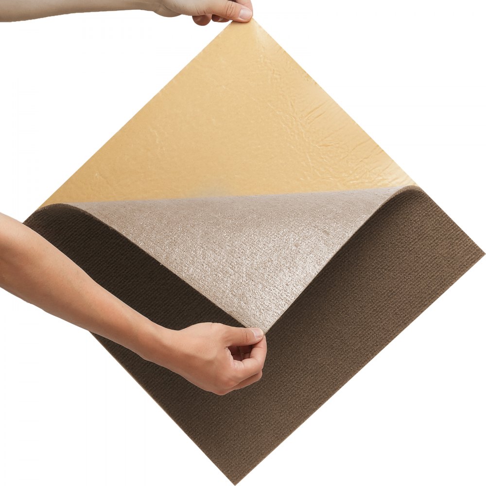 VEVOR Piastrelle per Pavimento Stacca Incolla, 457x457mm, Tappetino Autoadesivo, Imbottito e Morbido, Facile Installazione per Camera da Letto, Soggiorno, Interni Esterni 10 Pezzi, Marrone Scuro