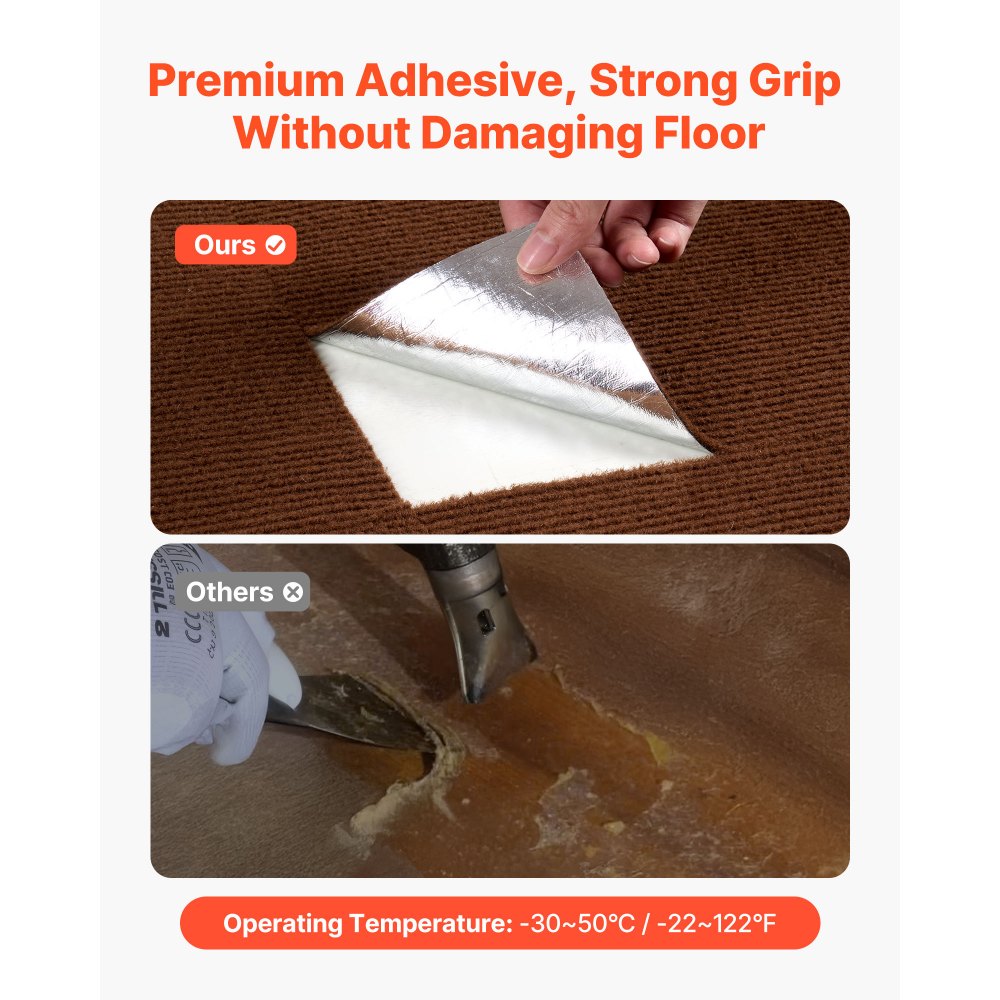 VEVOR Piastrelle per Moquette 610x610 mm, 20 Pezzi Tappetini Quadrati Autoadesivi, Morbidi Imbottiti per Pavimenti Senza Cuciture 7,4㎡, Facile Sostituzione per Soggiorno, Marrone Scuro