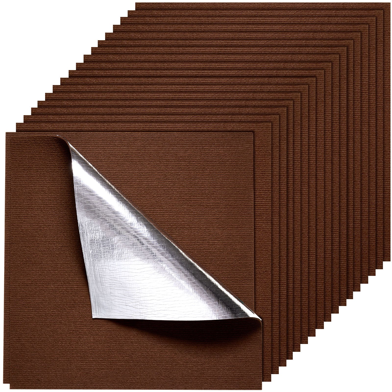 VEVOR Piastrelle per Moquette 610x610 mm, 20 Pezzi Tappetini Quadrati Autoadesivi, Morbidi Imbottiti per Pavimenti Senza Cuciture 7,4㎡, Facile Sostituzione per Soggiorno, Marrone Scuro