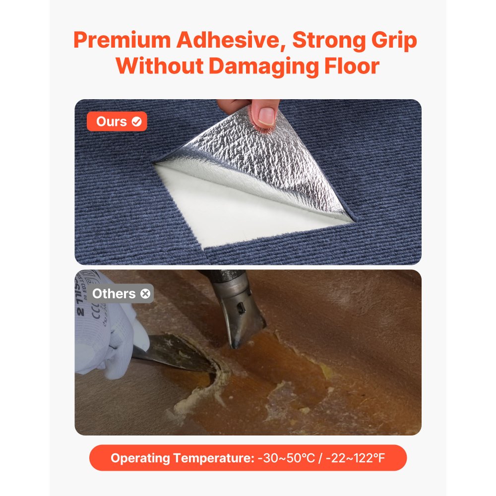 VEVOR Piastrelle per Moquette, 610x610 mm, Confezione da 15, Tappeti Quadrati Staccabili e Attaccabili, Autoadesive per Pavimenti Morbidi Imbottiti per Copertura 5,6㎡, per Soggiorno Ufficio, Grigio