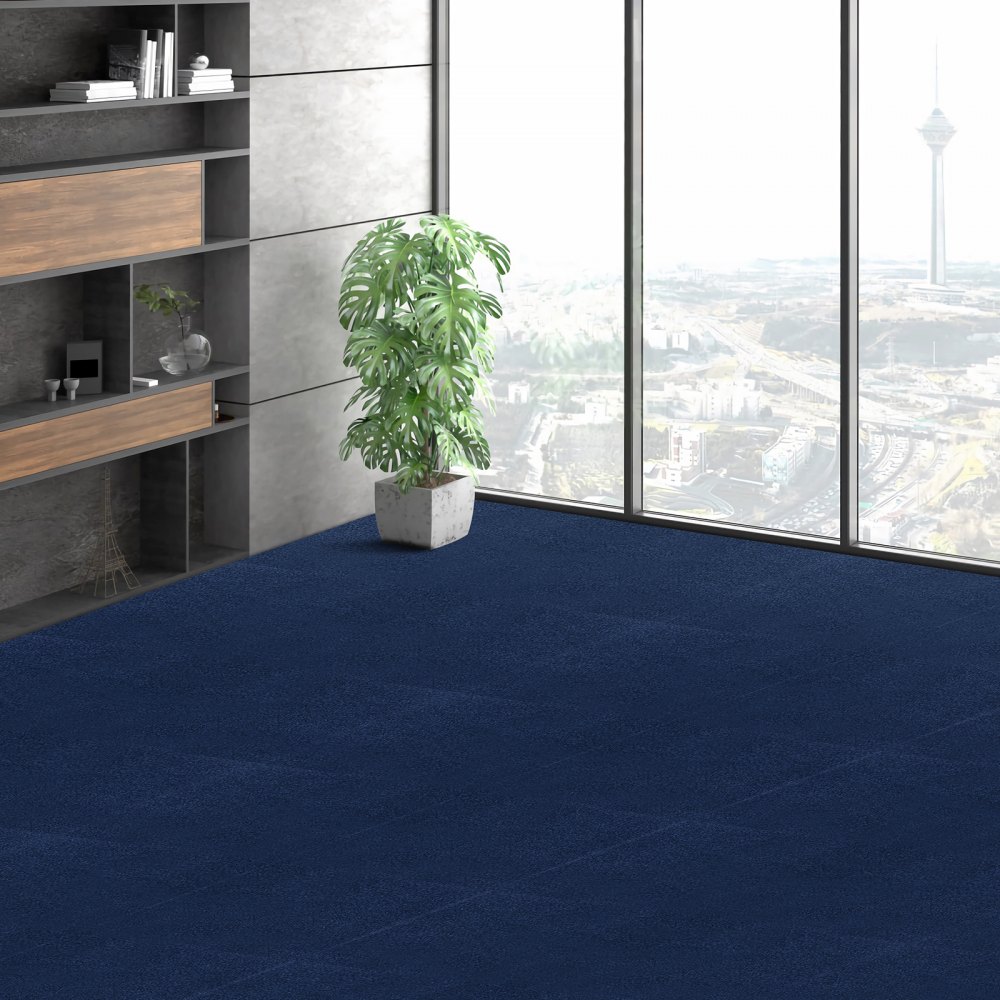 VEVOR Piastrelle per Moquette Stacca Incolla, Piastrelle per Moquette Autoadesive Quadrate 610 x 610 mm Piastrelle per Moquette Morbide Imbottite, per Camera da Letto Interni Esterni, Blu Scuro