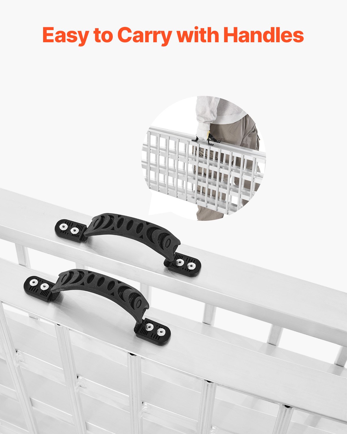 VEVOR Rampe in Alluminio da 453,59 kg 1 Pezzo, Rampa di Carico Universale Stabile con Maniglie, Superficie di Rampa più Ampia, Adatte per Motociclette, Biciclette Elettriche, Biciclette