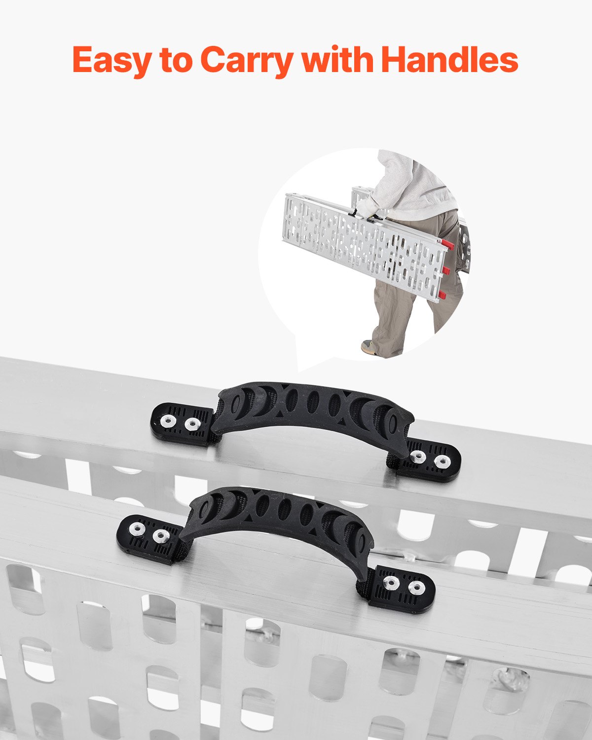 VEVOR Rampe in Alluminio da 680,38 kg 2 Pezzi, Rampa di Carico Universale Stabile con Maniglie, Superficie di Rampa più Ampia, Adatte per ATV, UTV, Motociclette, Biciclette Elettriche