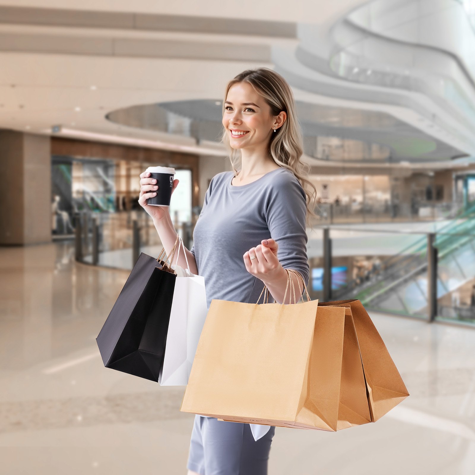 VEVOR Kraft Paper Bags, Pack of 100, Gift Bags with Handles, 406x152x308 mm, Large Reusable Paper Carrier Bags, Shopping Bags, for Birthdays, Weddings, Shopping, Gifts, Brown