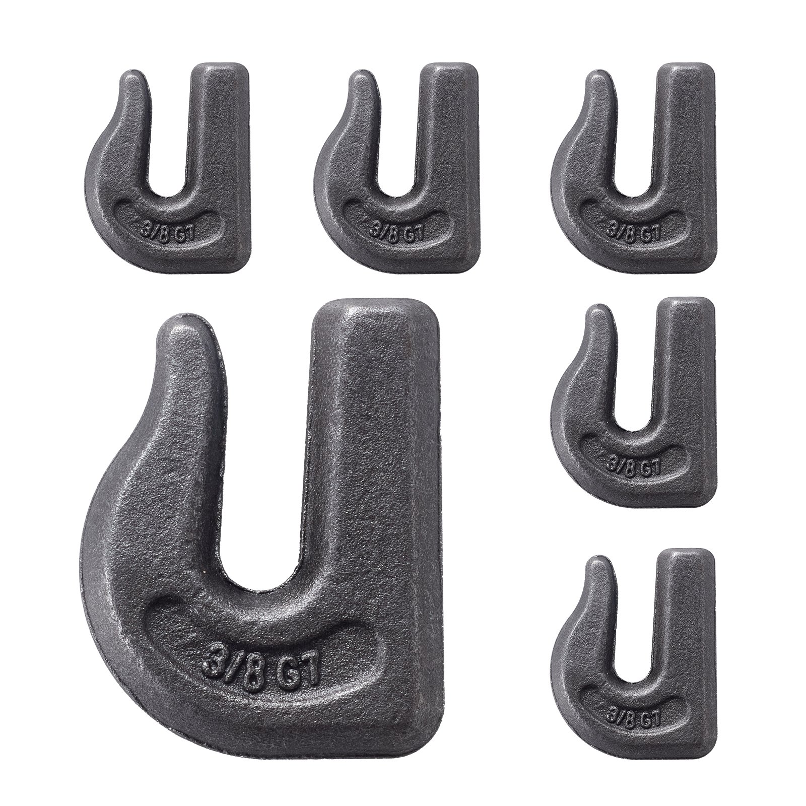 VEVOR Tractor Bucket Hook 7.93mm, 3/8 inch, Heavy Duty Weld-On Hook, G70 Forged Steel, Set of 6, Grab Hook, Compatible Weldable Tow Hook, for Crane, Chain Hoist, Forklift, 6803.88kg