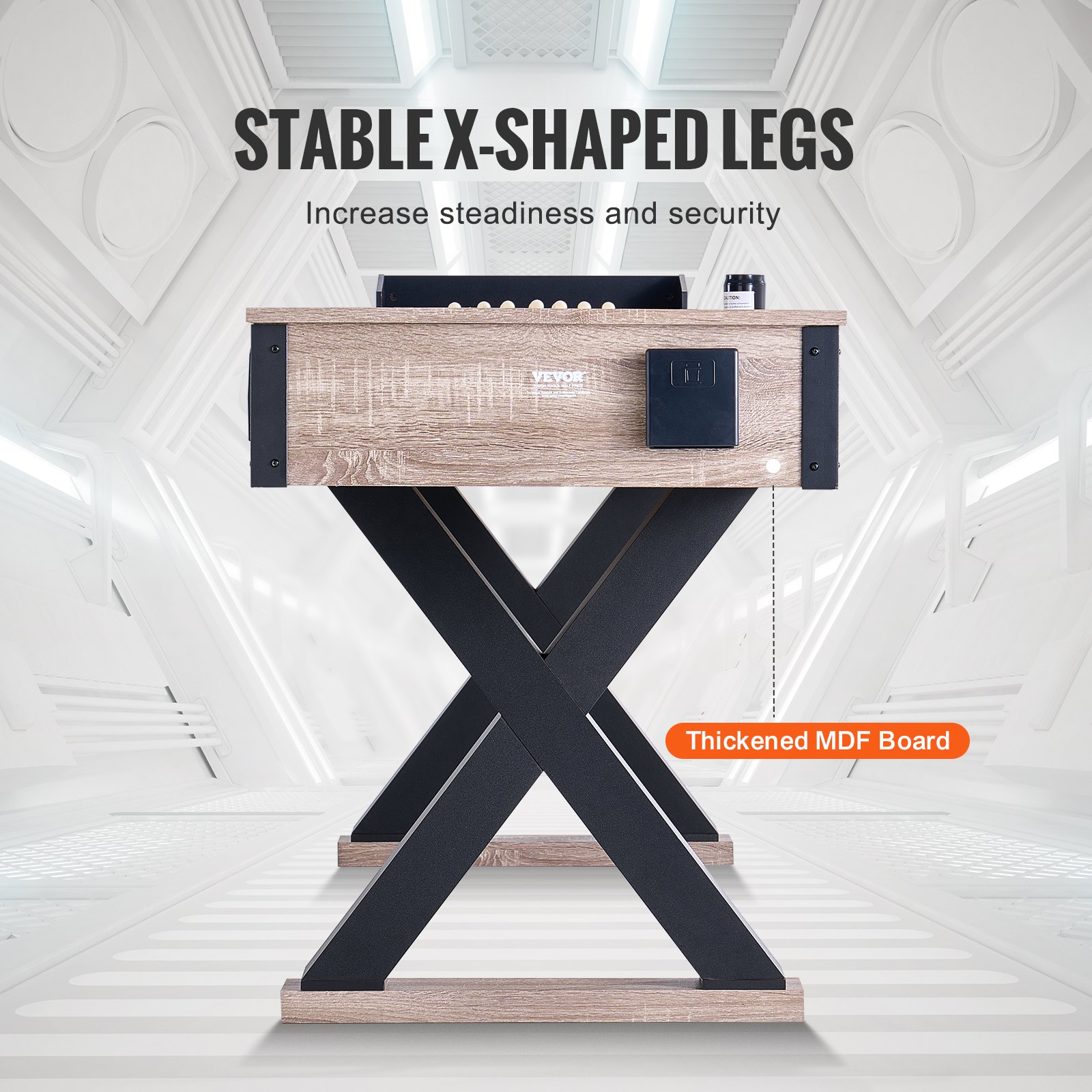 VEVOR Tavolo da Shuffleboard 2,74 m LED Illuminato Shuffleboard per Sala Giochi di Famiglia, 2 in 1 Set di Gioco Shuffleboard Bowling, con Campo da Gioco Antigraffio, Gambe, 8 Dischi, Cera, Spazzola