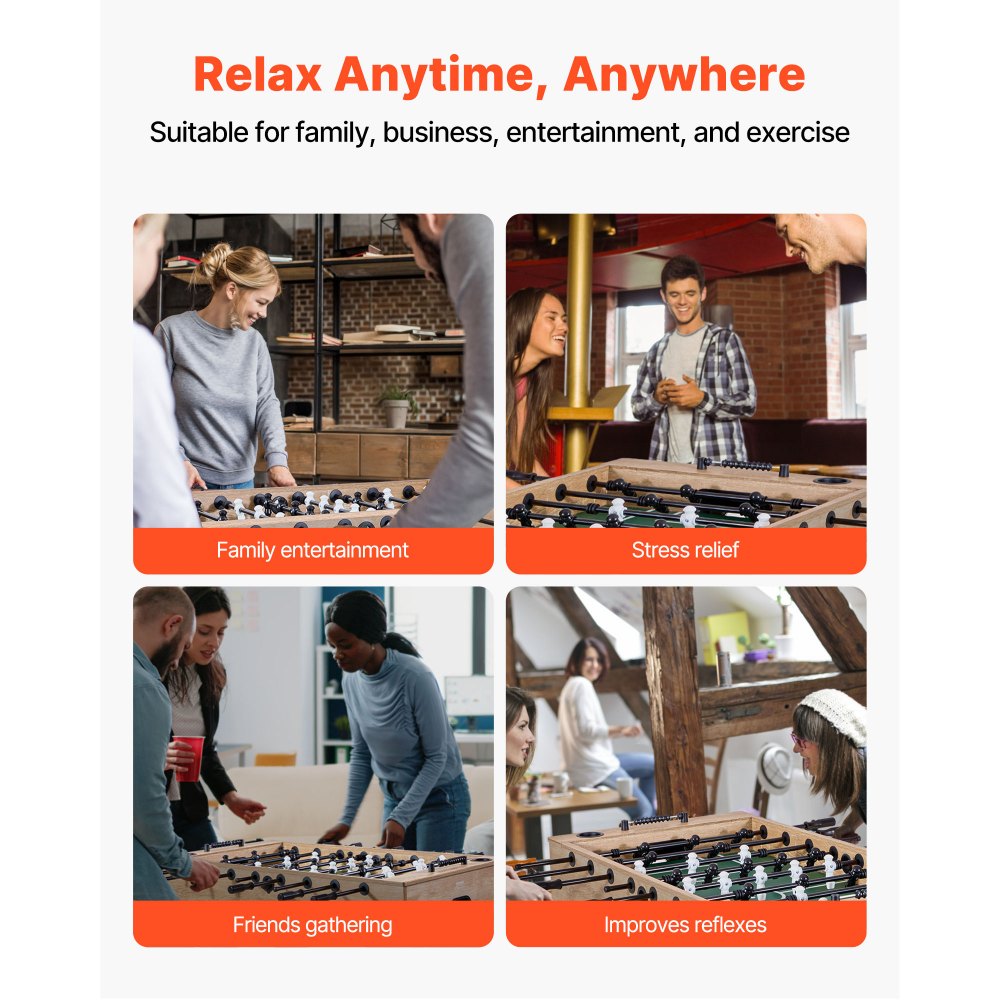 VEVOR Calciobalilla, Tavolo Standard da 1400 mm, Tavoli da Calciobalilla da Interno di Dimensioni Standard, Set da Calcio Resistente, Include 4 Palline, Segnapunti e 2 Portabicchieri