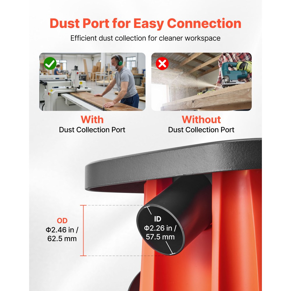 VEVOR Levigatrice a Mandrino Oscillante, Smerigliatrice da Banco da 2000 giri/min con Corsa da 16 mm, 6 Manicotti 12,7-76,2 mm e Tavolo in Ghisa da 397 x 295 mm per Lavorazione del Legno