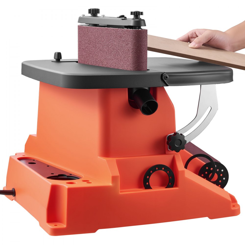 VEVOR Levigatrice a Nastro e Mandrino Oscillante, Smerigliatrice da Banco da 2000 giri/min con Corsa da 16 mm, 5 Manicotti 12,7-50,8 mm e Nastro Abrasivo da 610 x 98 mm per Lavorazione del Legno