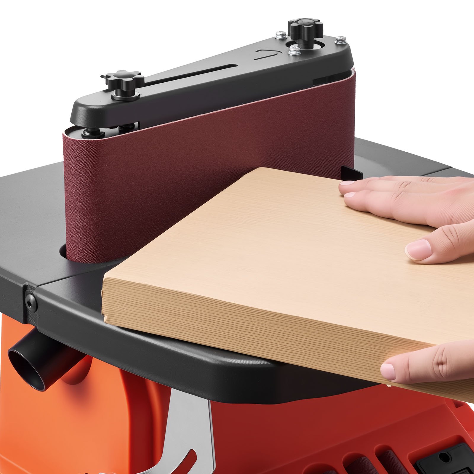 VEVOR Levigatrice a Nastro e Mandrino Oscillante, Smerigliatrice da Banco da 2000 giri/min con Corsa da 16 mm, 5 Manicotti 12,7-50,8 mm e Nastro Abrasivo da 610 x 98 mm per Lavorazione del Legno