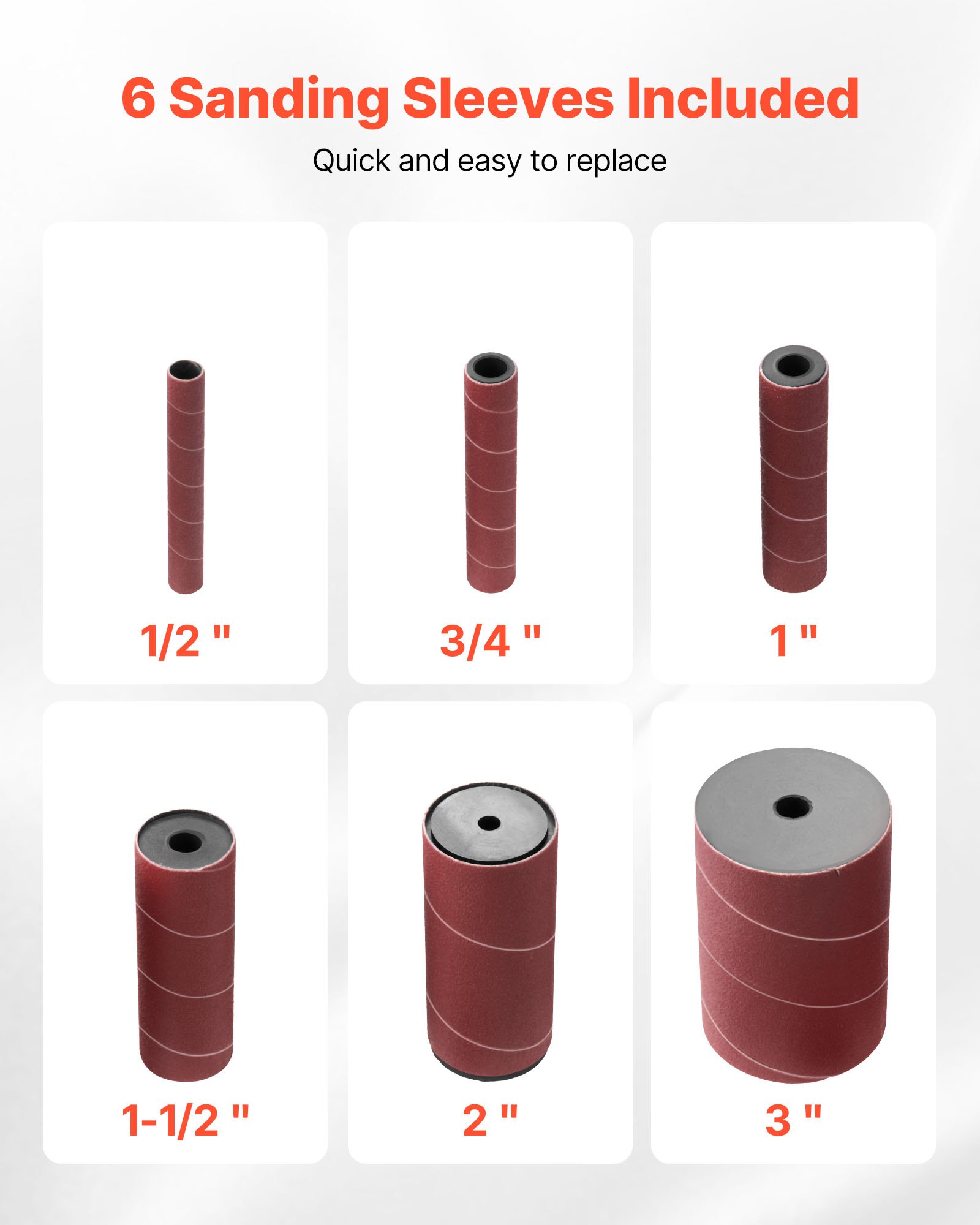 VEVOR Levigatrice a Mandrino Oscillante a Nastro, Smerigliatrice da Banco da 2000 giri/min con 6 Manicotti 12,7–76,2 mm, Corsa 15 mm e Porta di Collegamento per la Polvere per la Finitura di Mobili