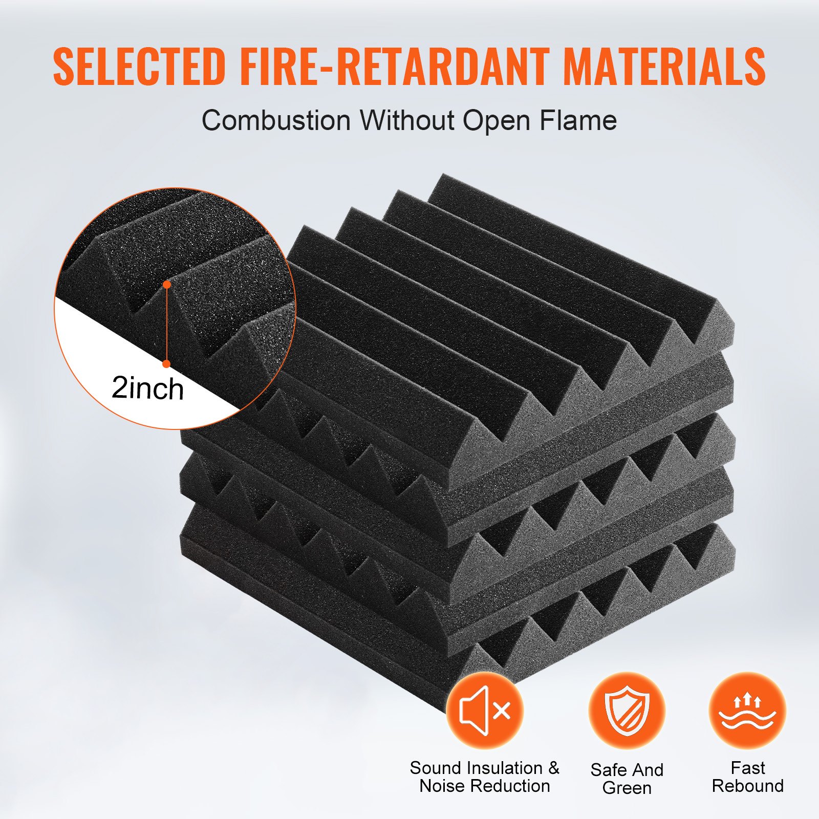 VEVOR Acoustic Foam Panels, Set of 24, 30x30x5cm, Self-Adhesive High-Density Soundproof Wall Panels, Acoustic Panel, Acoustic Foam Mats for Studio Walls & Ceilings, Black