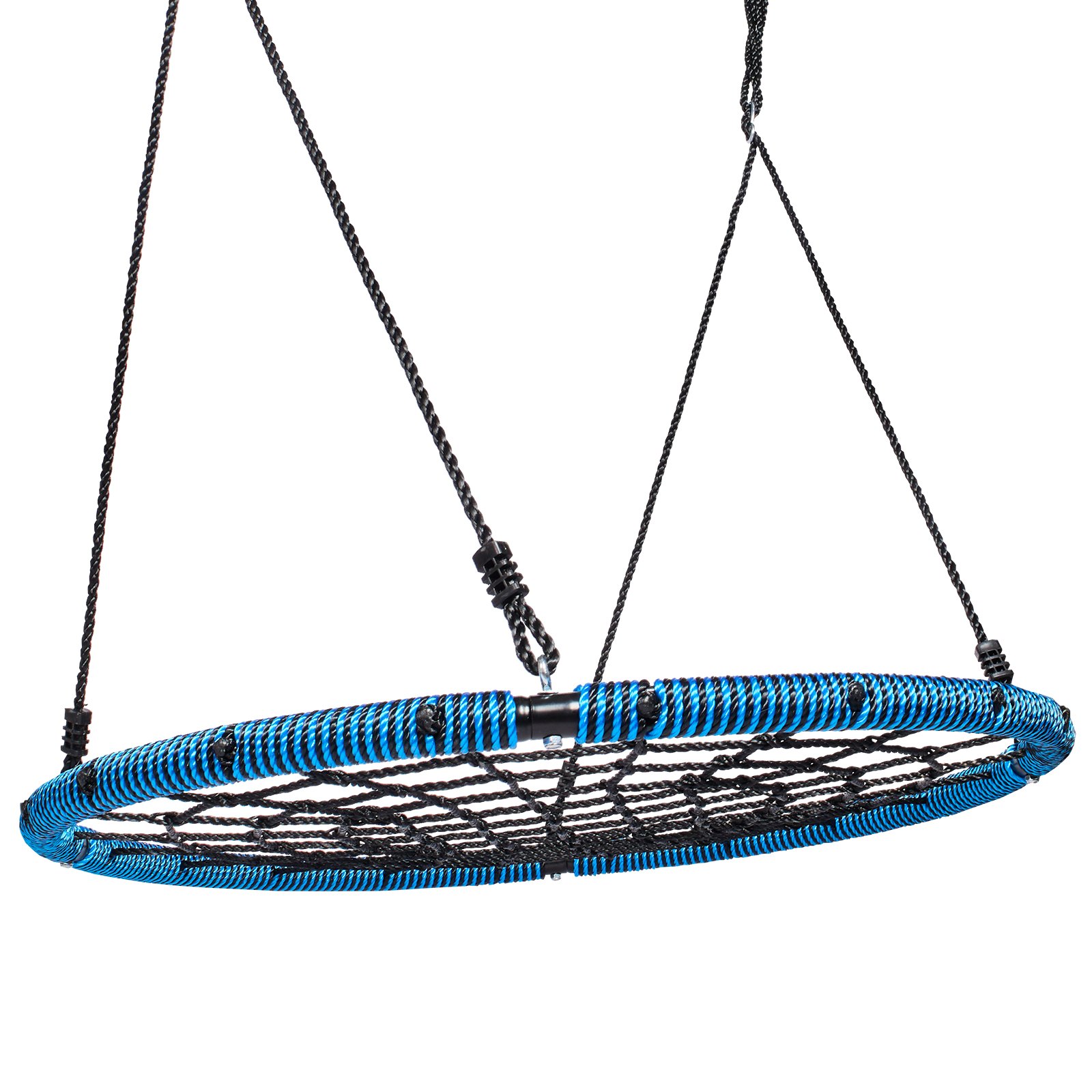 VEVOR Altalena a Forma di Ragnatela 1016 x 45 mm Altalene Rotonde per Bambini all'Aperto, Capacità di 340 kg con Seduta Stabile in Corda Intrecciata con Cinghie per Appendere gli Alberi,  Blu Nero