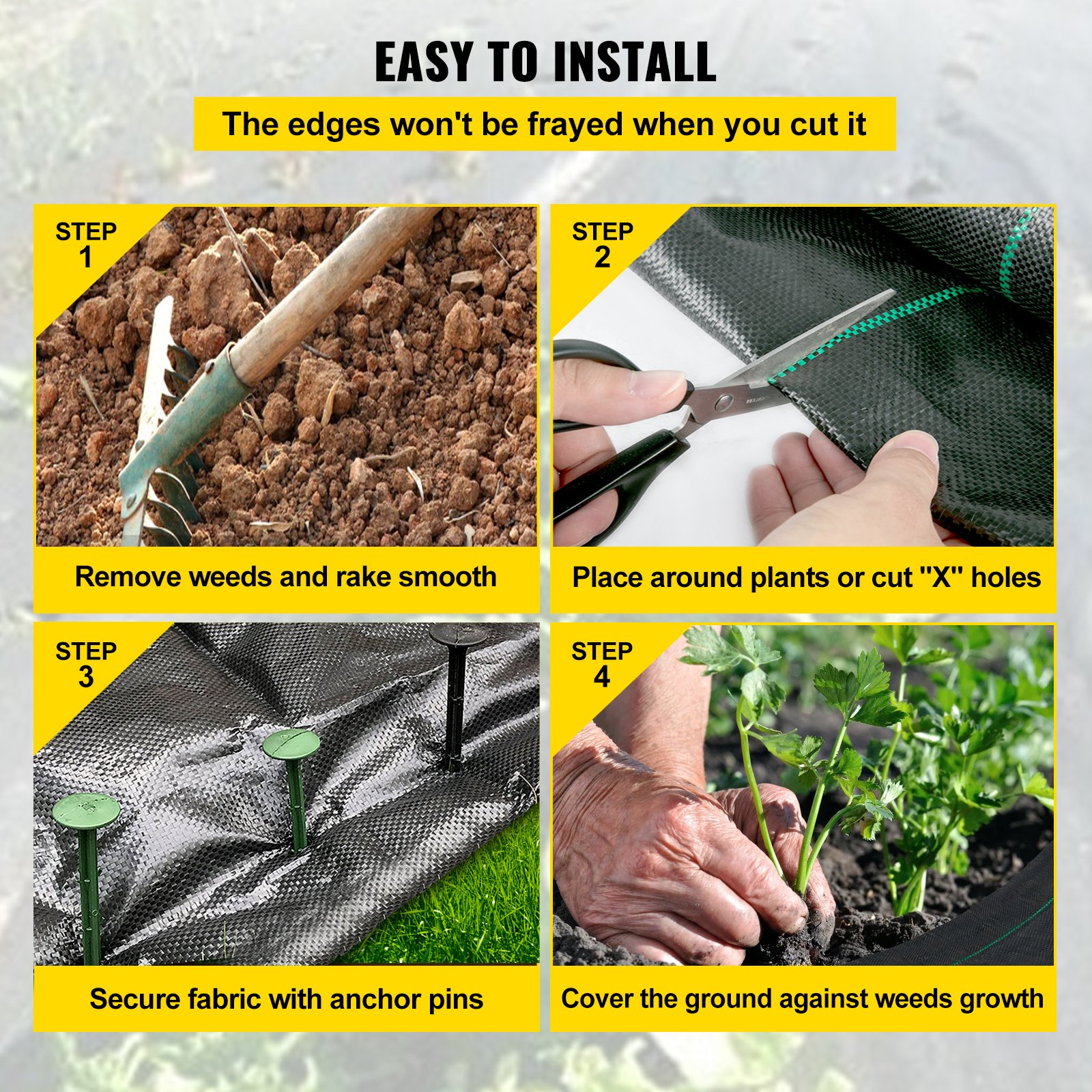 VEVOR Copertura Resistente alle Infestanti, Tessute in PP, 91,4 x 1,83 m Telo da Giardino in Tessuto 11,7kg, Copertura a Terra, Tessuta Copertura da Giardino