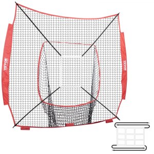 Bearwill Rete da baseball, 2,1 x 2,1 m, rete da lancio per softball con grande sistema di raccolta delle palline, rete da colpire con 2 zone di colpo, tee da battuta, contenitore Bearwill Rete da baseball, 2,1 x 2,1 m, rete da lancio per softball con grande sistema di raccolta delle palline, rete da colpire con 2 zone di colpo, tee da battuta, contenitore